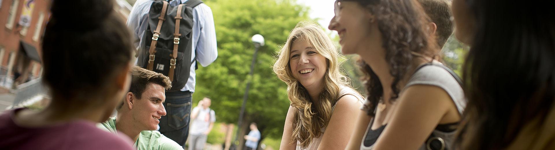 Students talking on campus